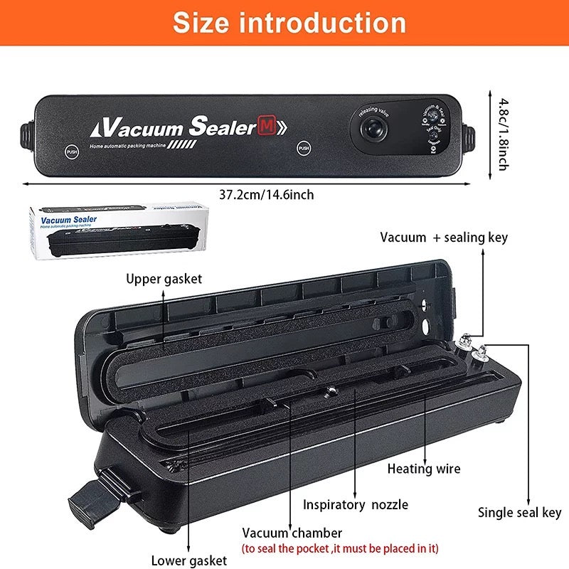 Automatic Vacuum Sealer Food Packing Machine, Fresh Food Saver for Meat, Vegetables & Fruits