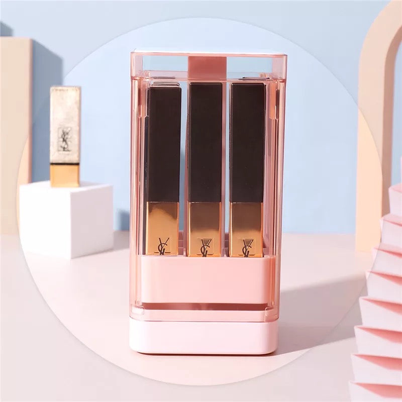 Grids Press Lift Cosmetic Storage Box in pink color