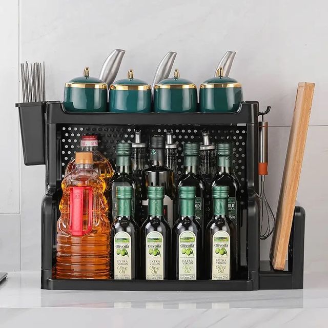 Double Layer Spices Organizer Storage Rack for Kitchen