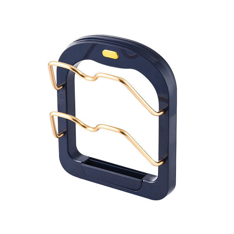 Useful Kitchen 2 Tier Pot Lid Pan Holder Shelf in Navy blue color