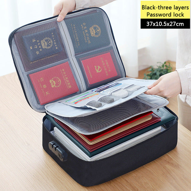 3 Layer Document Organizer File Bag with Safety Lock