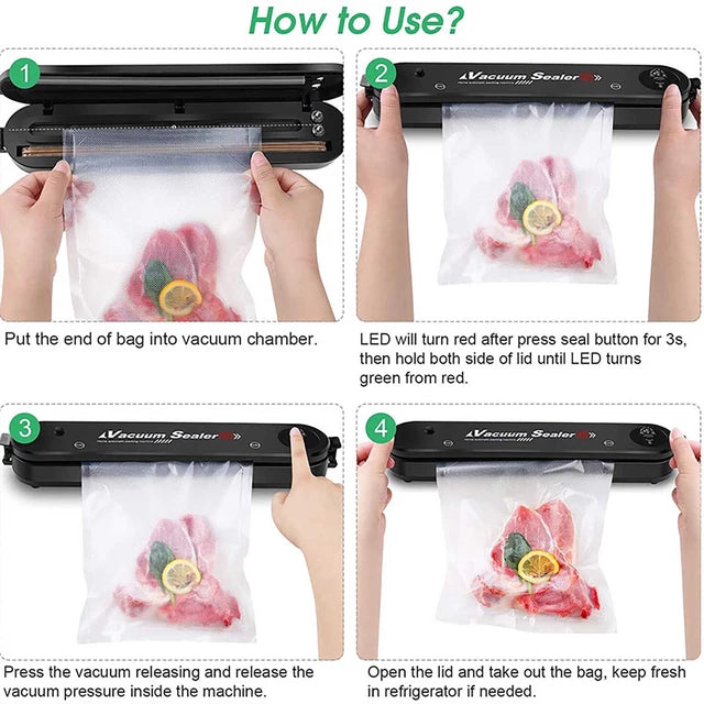Automatic Vacuum Sealer Food Packing Machine, Fresh Food Saver for Meat, Vegetables & Fruits