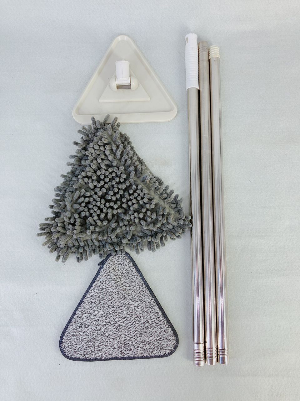 Triangular Deep Cleaning Mop 360° Rotating, Long Extension Pole, 2 Pads Wiper Blade