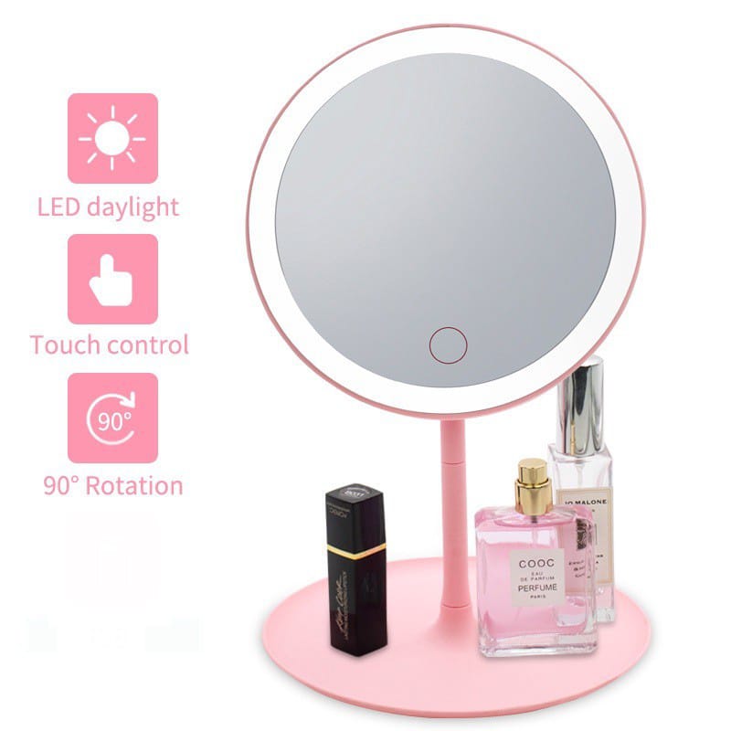 Ring Light Vanity Mirror with LED Light, Touch Control, USB Charging