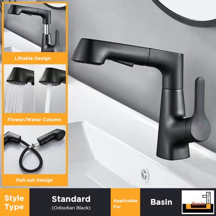 Wash Basin Faucet Modern Bathroom Pull Out Mixer Tap Set