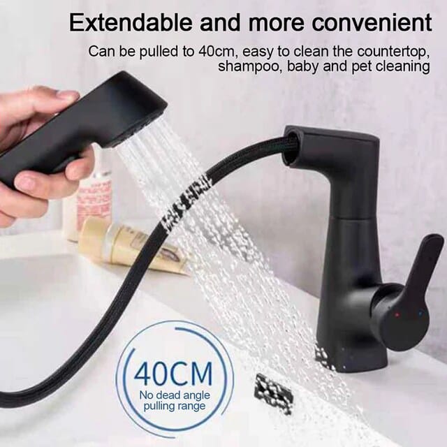 Wash Basin Faucet Modern Bathroom Pull Out Mixer Tap Set