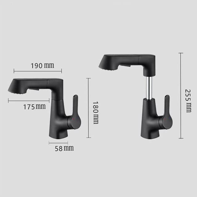 Wash Basin Faucet Modern Bathroom Pull Out Mixer Tap Set