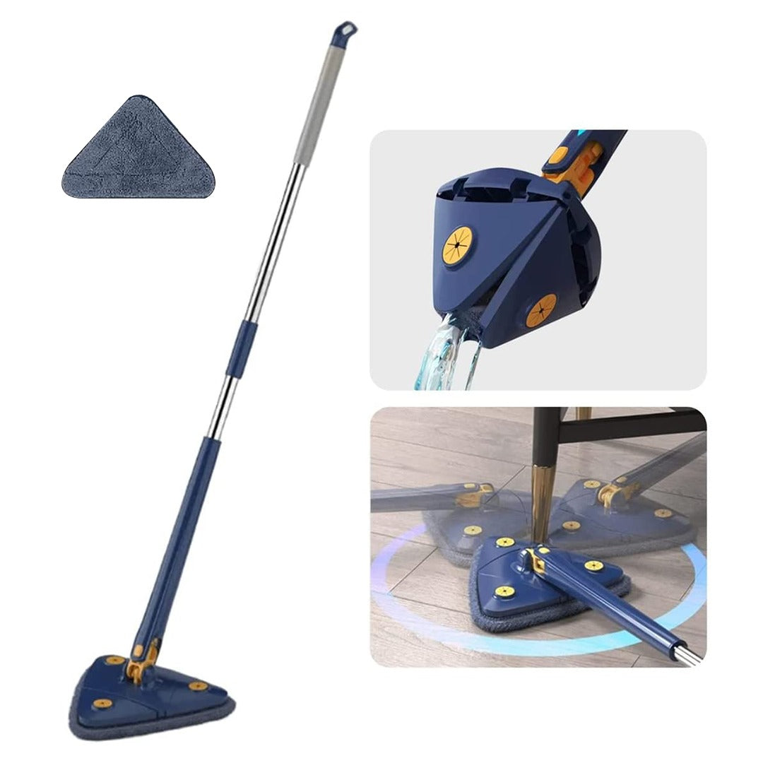 Triangle Mop Rotatif 180° 3 Pcs – Vadrouille Chenille Télescopique 54-90 Cm, Nettoyage Sol/Mur/Fenêtre
