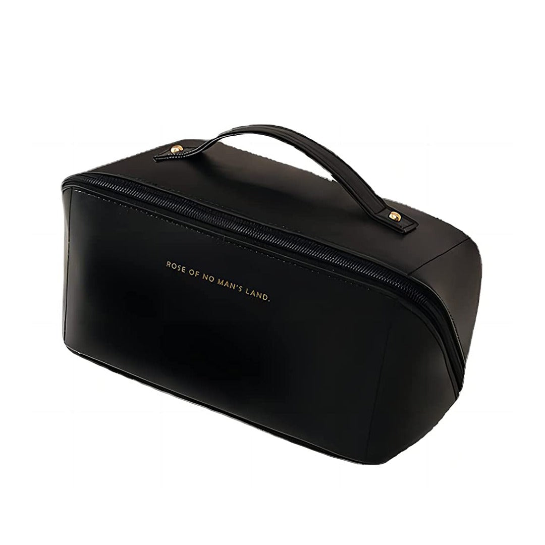 Large Capacity Foldable Travel Cosmetic Bag in black color
