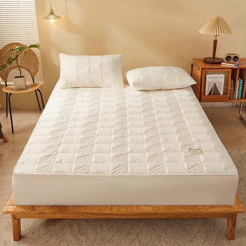 100% Cotton Fitted Size Soft Flat Mattress Bed Sheet with 2 Pillow Case
