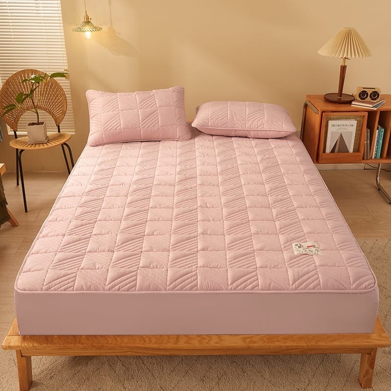 100% Cotton Fitted Size Soft Flat Mattress Bed Sheet with 2 Pillow Case