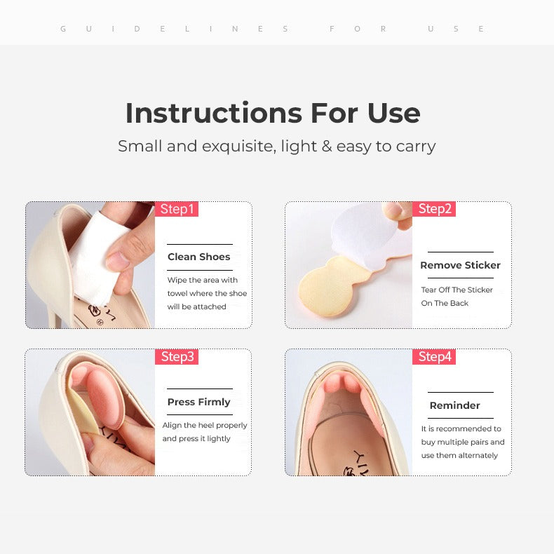 Instructions on how to use Heel Pads Anti-Slip Cushioning High Heel