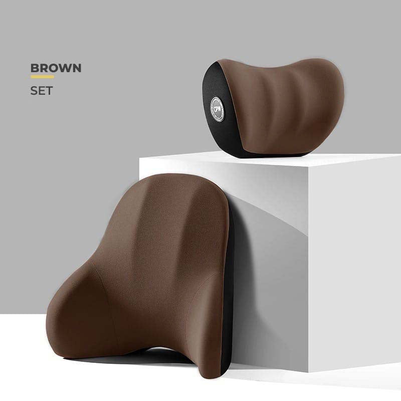 Car Headrest Memory Foam Neck Pillow + Seat Waist Support