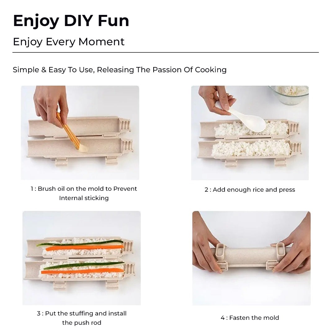 Virtual instructions for using the DIY Home Kitchen Instant Sushi Maker Tool