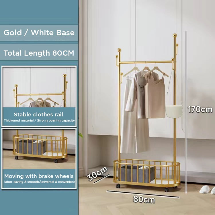 Classic Minimalist Modern Metal Clothing Stand Wardrobe Garment Storage Rack with Wheel with its size