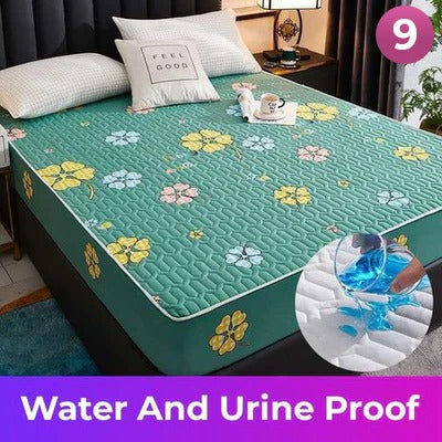 Fitted Size Mattress Bed Sheet with 2 Pillow Case, Printed Waterproof Mattress Protector Bed Sheet