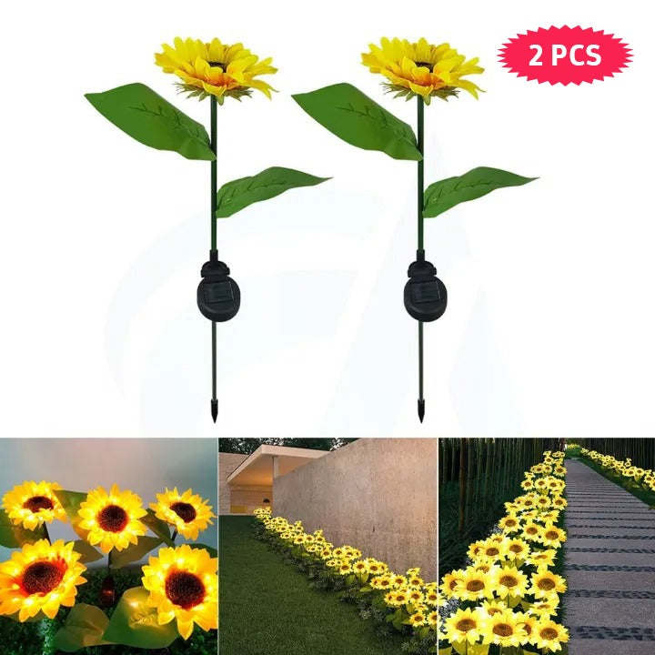 2 pcs Solar Sunflowers Outside Garden Lawn Decor Light