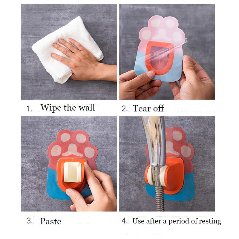 steps of fixing Wall Mount Punch-free Cartoon Shower Bracket