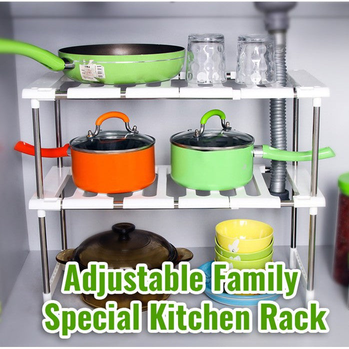 Adjustable Kitchen Cabinet Under Sink Storage Rack
