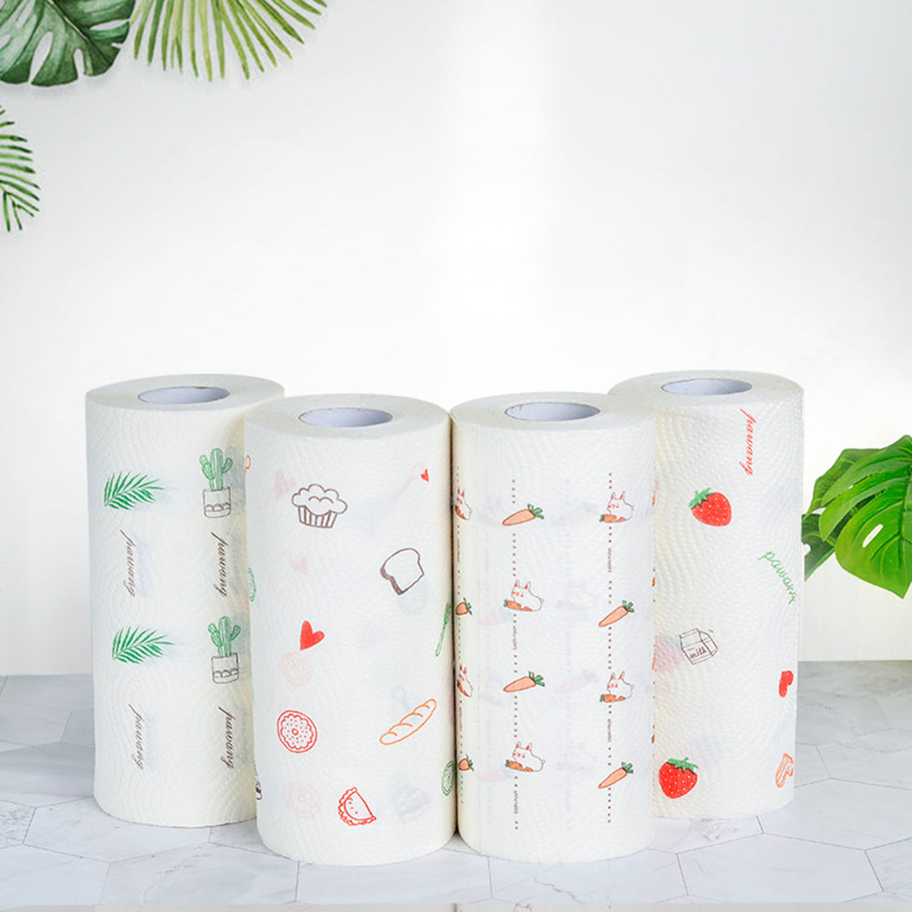 Kitchen Printed Oil Absorbing Paper Towel Tissue Roll