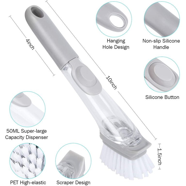 Soap Dispensing Dish Brush with its size
