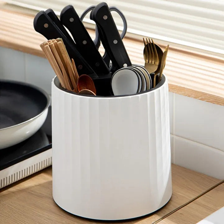 Kitchen Knife & Cutlery Organizer with utensils in it