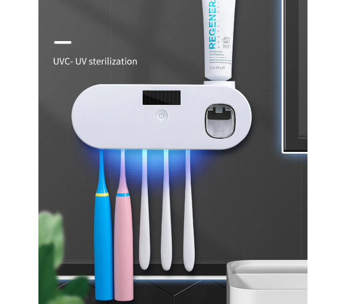 UV Toothbrush Sanitizer Toothpaste Squeezer With Rechargeable Solar Power