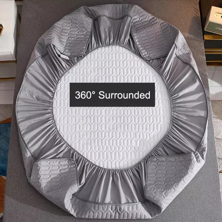 Fitted Size Mattress Bed Sheet with 2 Pillow Case, Printed Waterproof Mattress Protector Bed Sheet