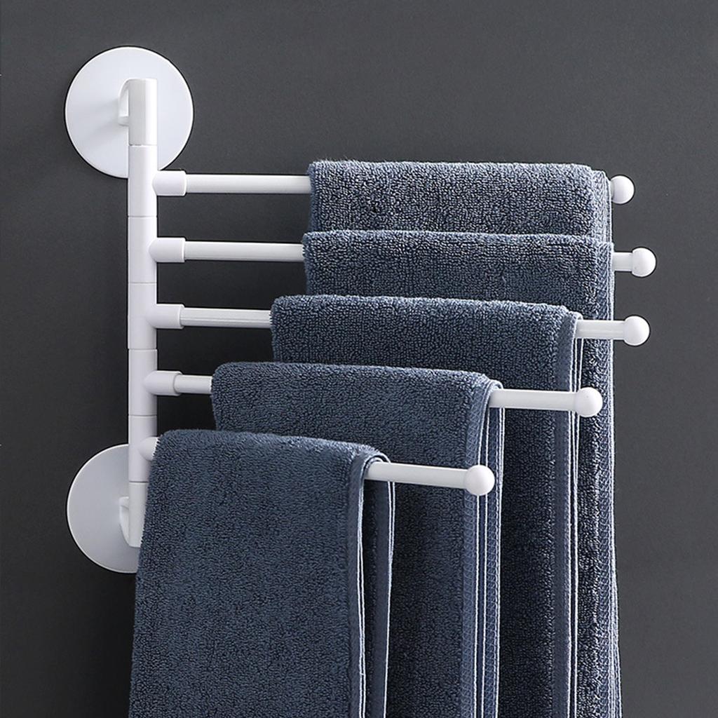 Layer Wall Mount Rotating Punch-free Bathroom Towel Rack