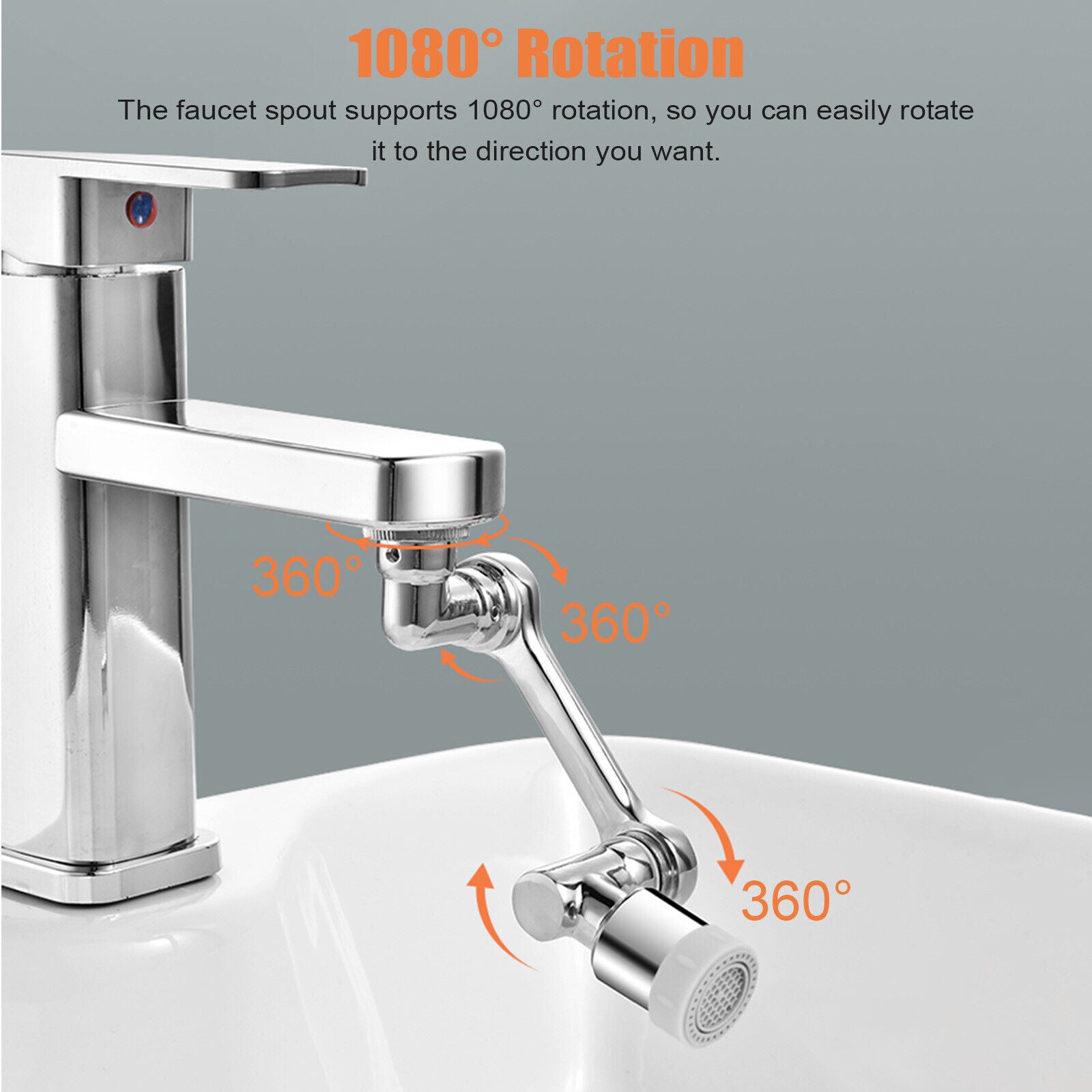 1080° Rotation Faucet Aerator Splash Filter Tap Extend Water Nozzle Bubbler