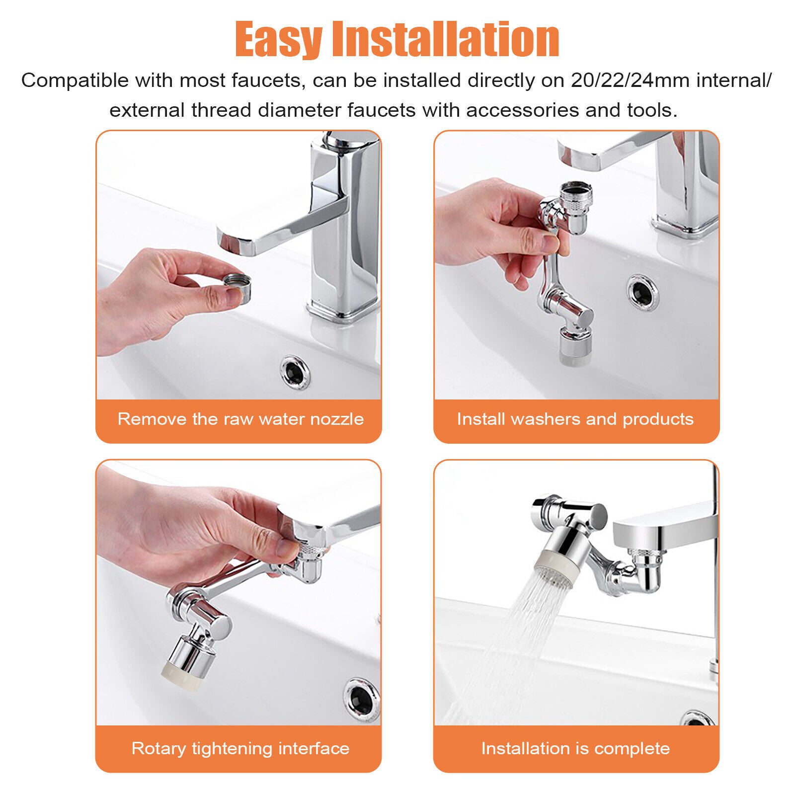 1080° Rotation Faucet Aerator Splash Filter Tap Extend Water Nozzle Bubbler