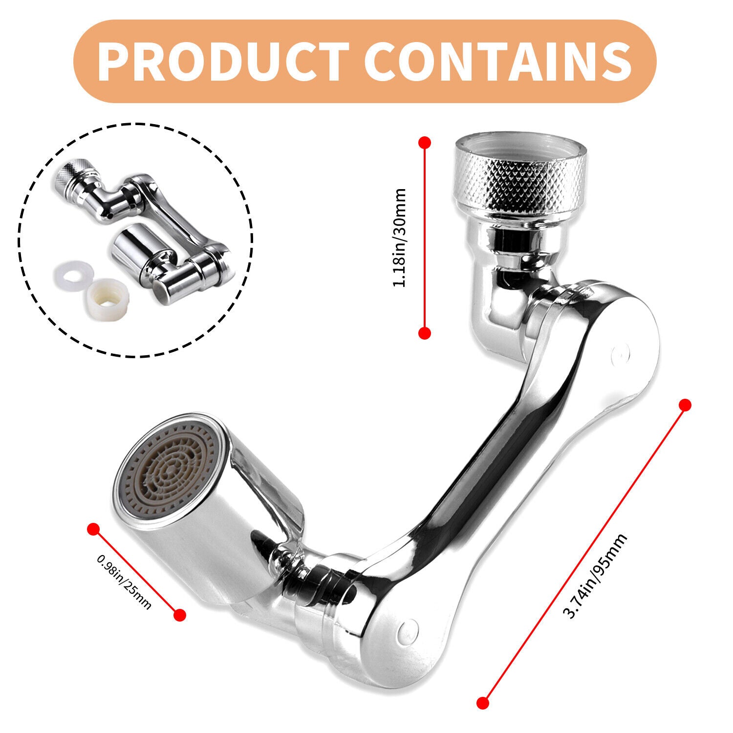 1080° Rotation Faucet Aerator Splash Filter Tap Extend Water Nozzle Bubbler