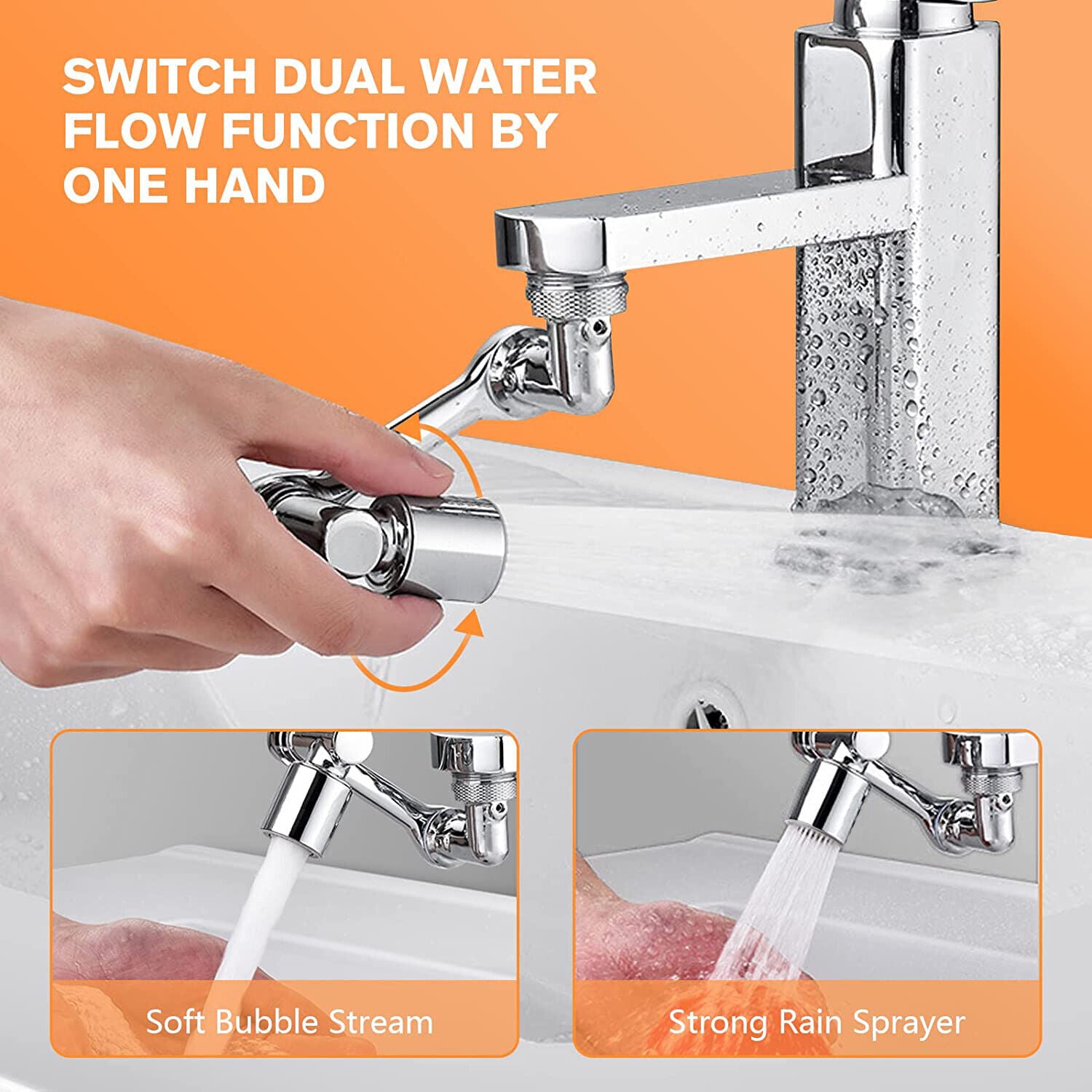 1080° Rotation Faucet Aerator Splash Filter Tap Extend Water Nozzle Bubbler
