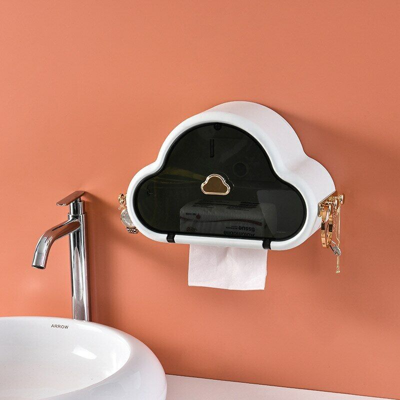 A White color Wall Mounted Creative Cloud Tissue Box