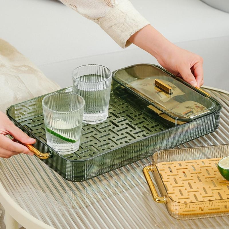 Someone is holding a Double Layer Drain and Dining Tray for the home kitchen