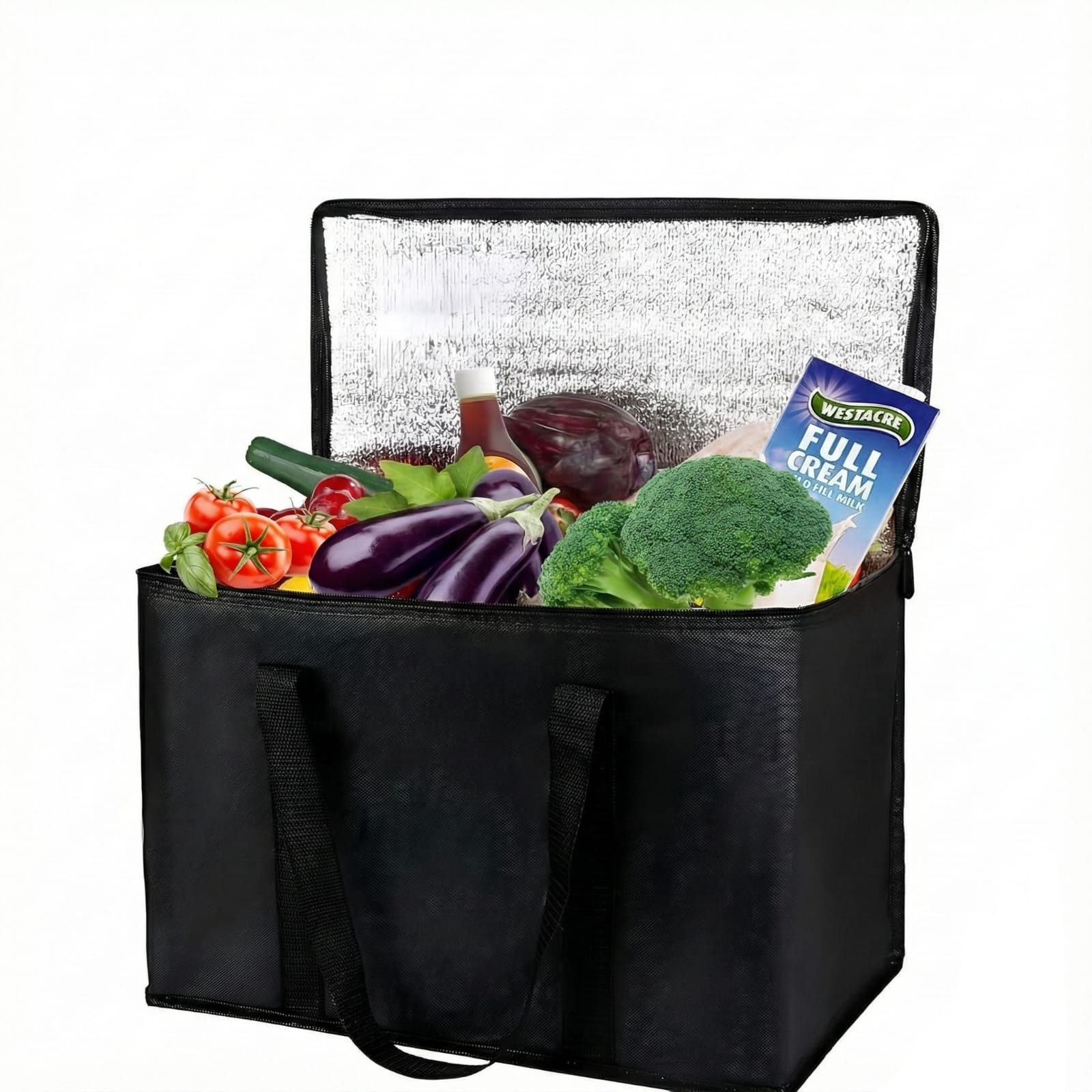 Large Insulated Cooler Bag is filled with groceries.