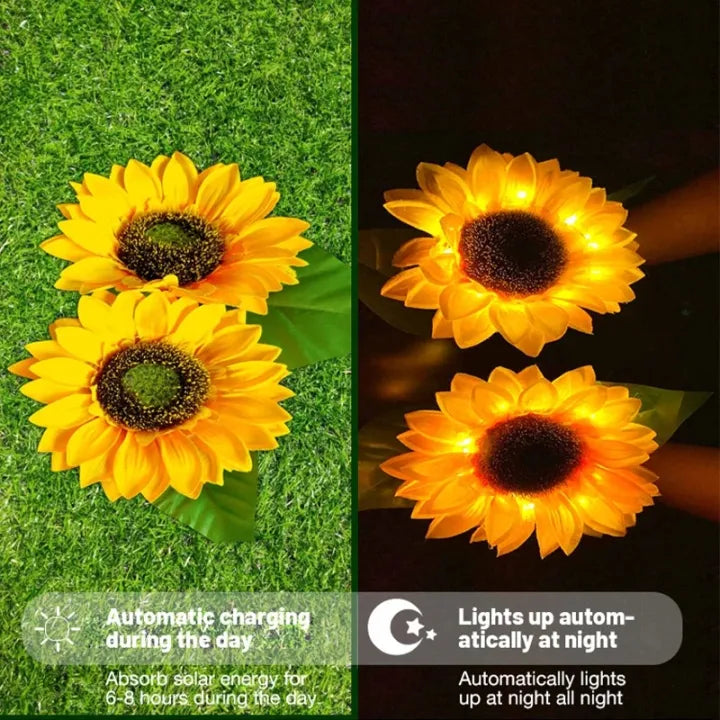 Solar Sunflowers Outside Garden Lawn Decor Light with automatic glow and automatic charging