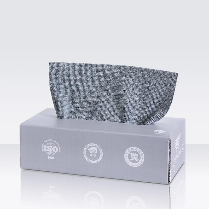Reusable Microfiber Cloth Water Oil Absorbent Dish Cloth Towel with box in gray color 