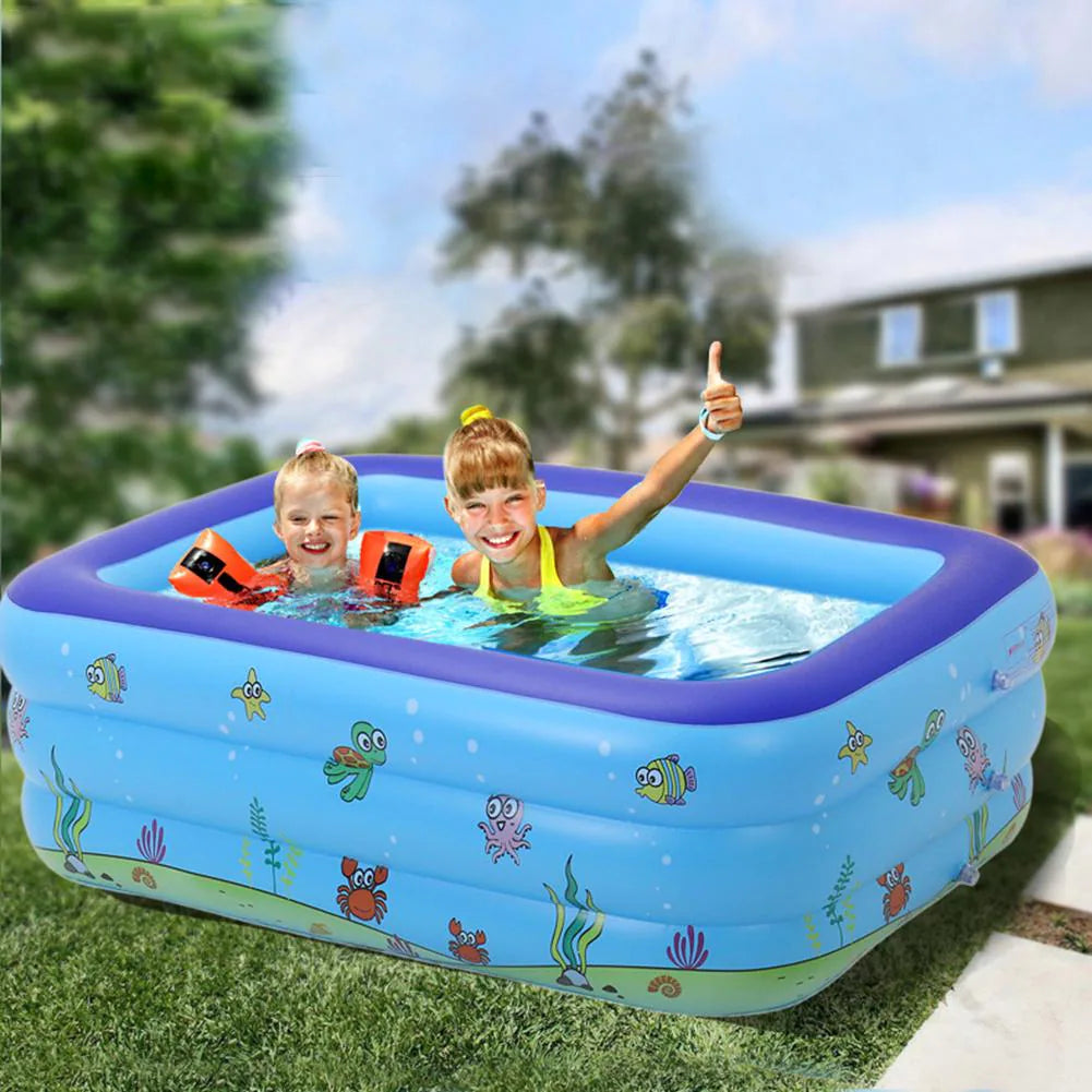 Kids Family Rectangular Inflatable Swimming Pool, Bathtub Kids Indoor Outdoor Summer Swimming Pool