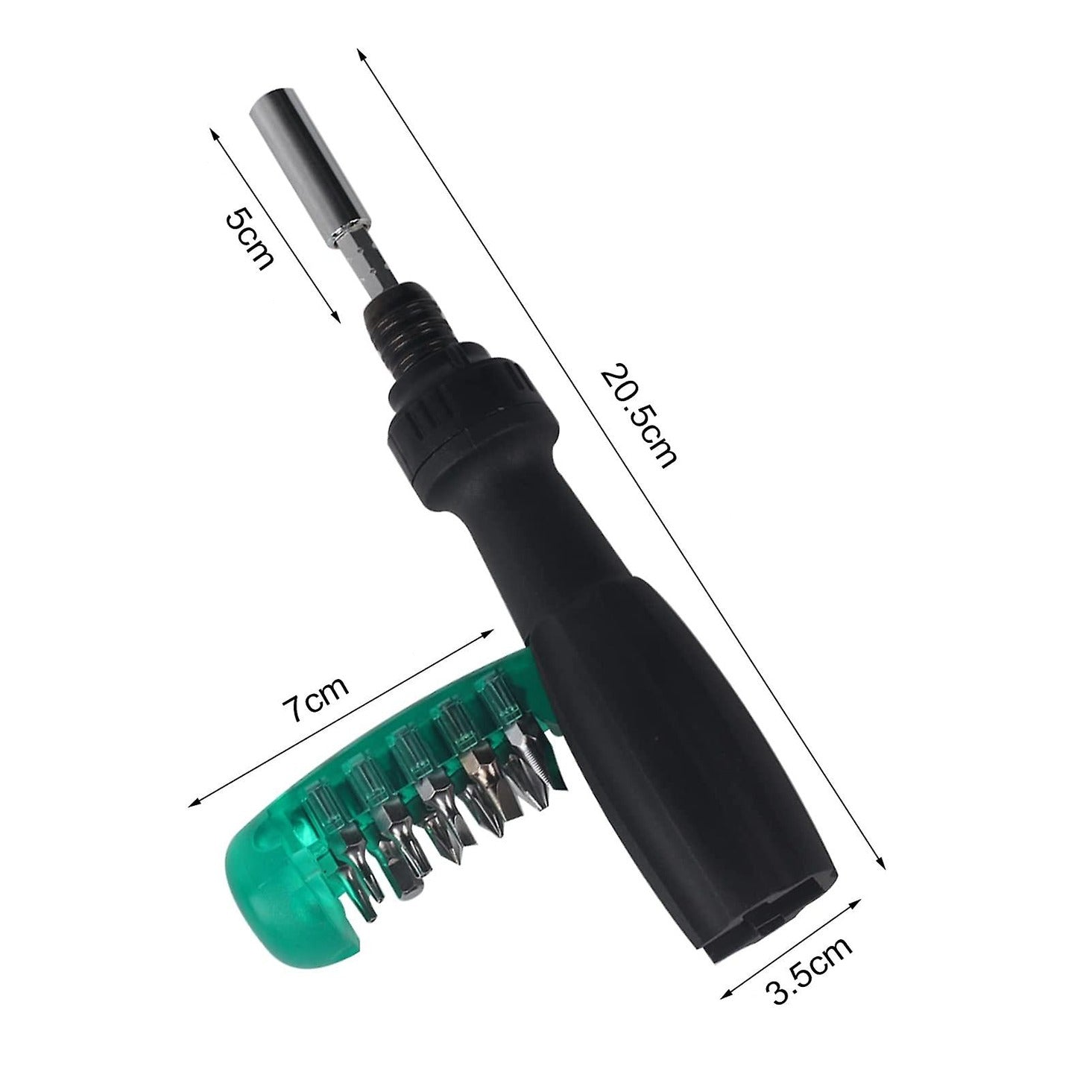 10-in-1 Ratchet Screwdriver with its size
