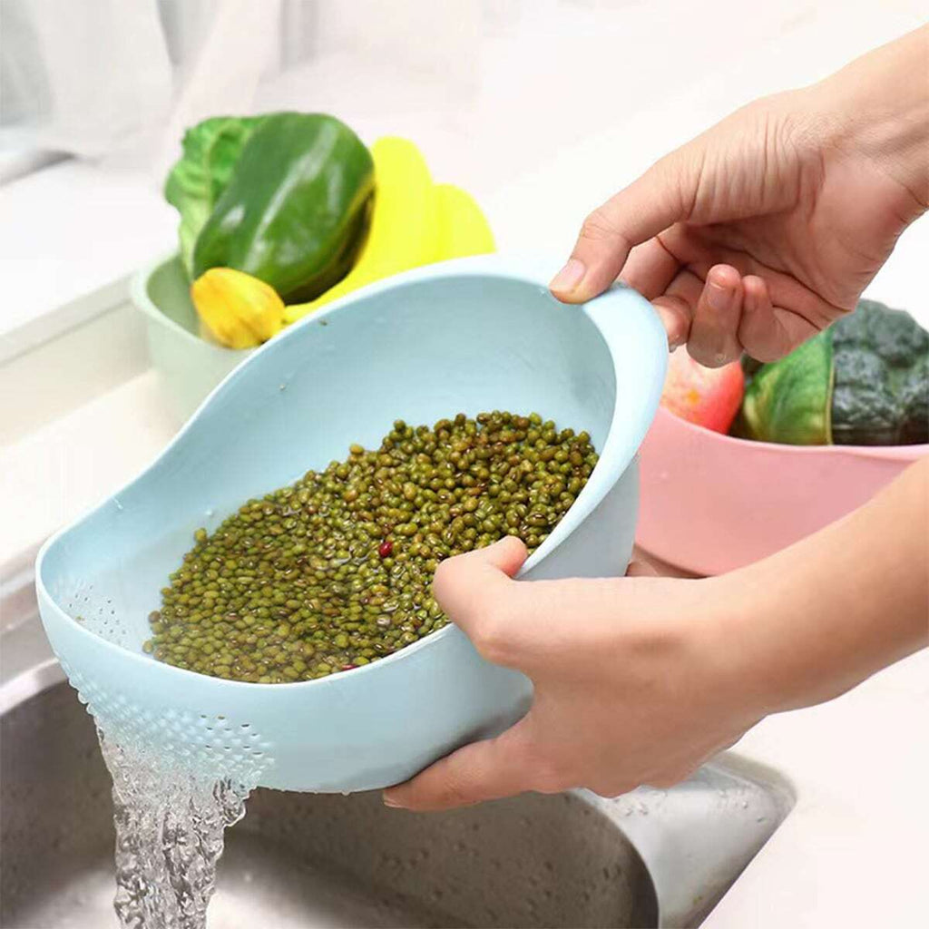 Plastic Rice Washing Colander Strainer Basket for Rice, Vegetables, an