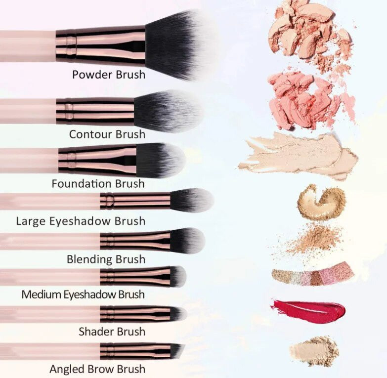 16Pcs Makeup Brushes Set Kit with Premium Synthetic Bristles and Eyebrow Razor with brush names