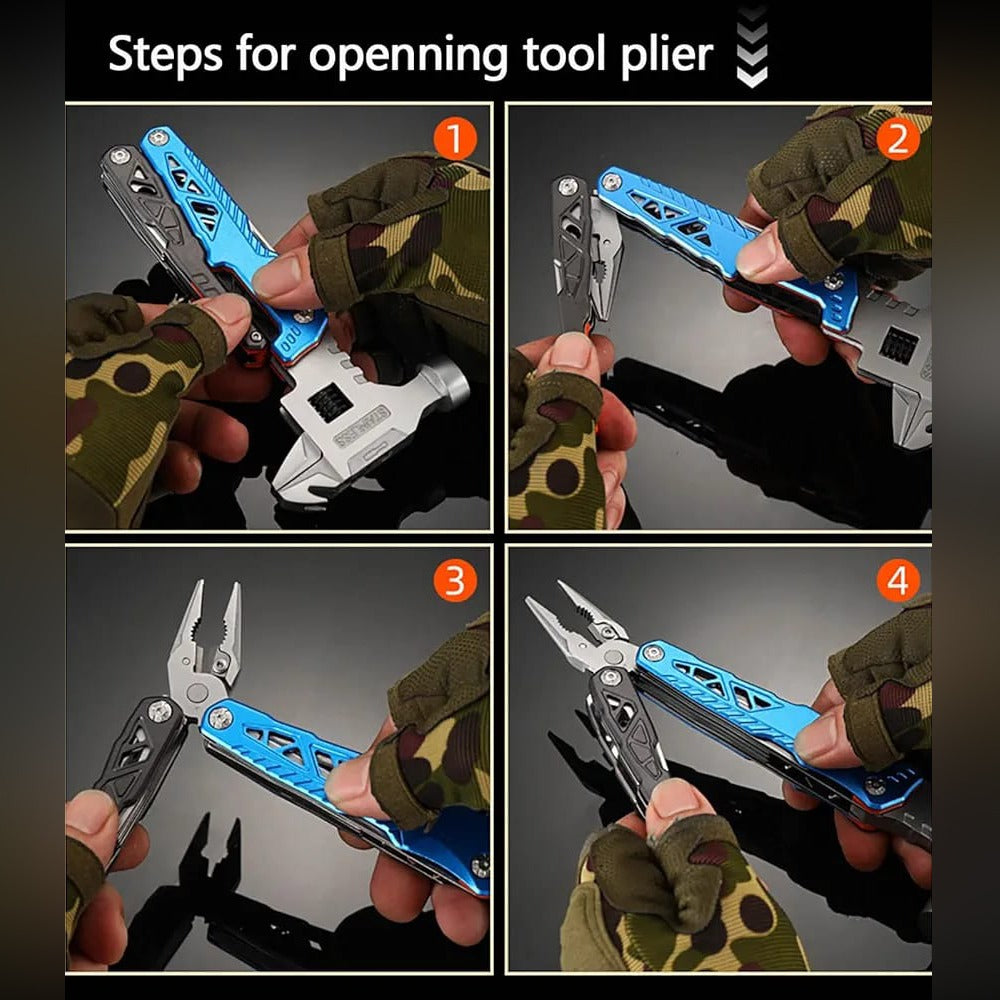 A Person is Opening 18-in- 1 Multi-tool Knife.