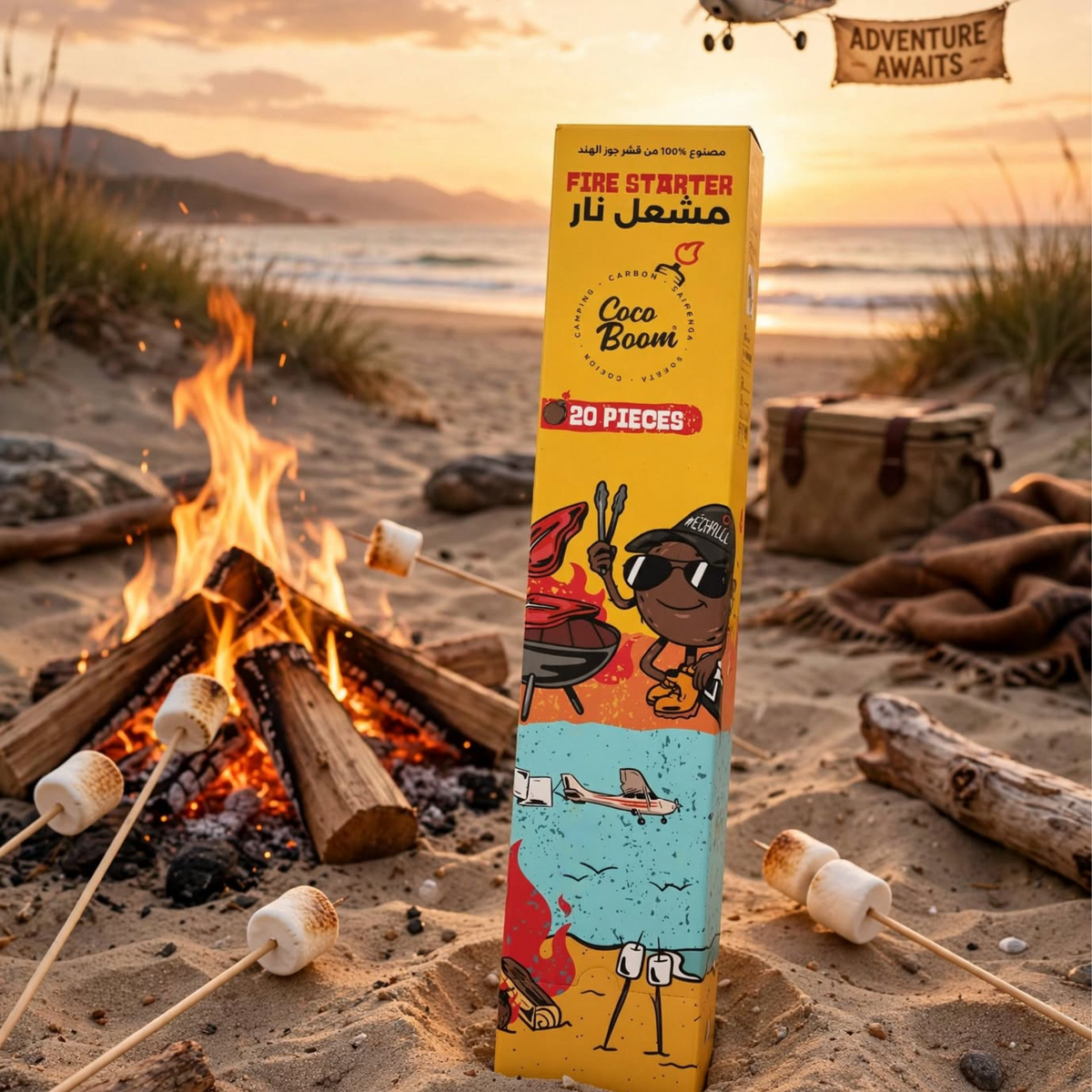 Coco Boom Coconut Shell Fire Starter – Natural Firelighter for BBQ, Camping & Fireplaces