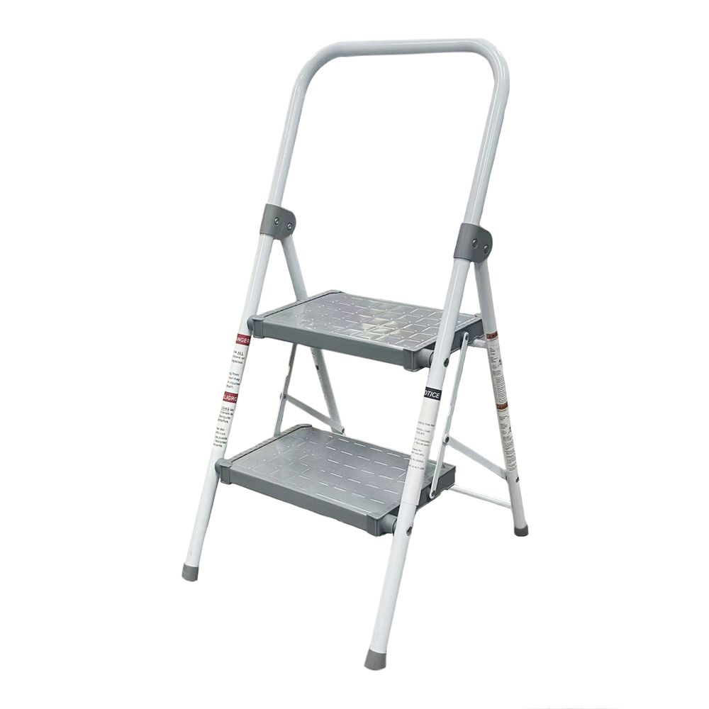 2-Step Folding Step Stool Ladder with Safety Handle & Anti-Slip Steps 2-Step Folding Step Stool Ladder with Safety Handle & Anti-Slip Steps