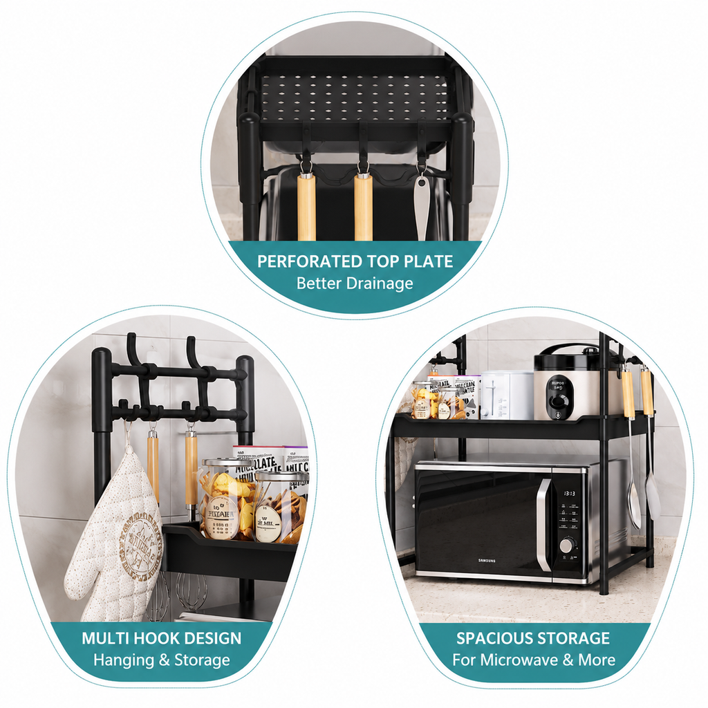 2-Tier Multifunctional Microwave Oven Storage Rack, Kitchen Countertop ...