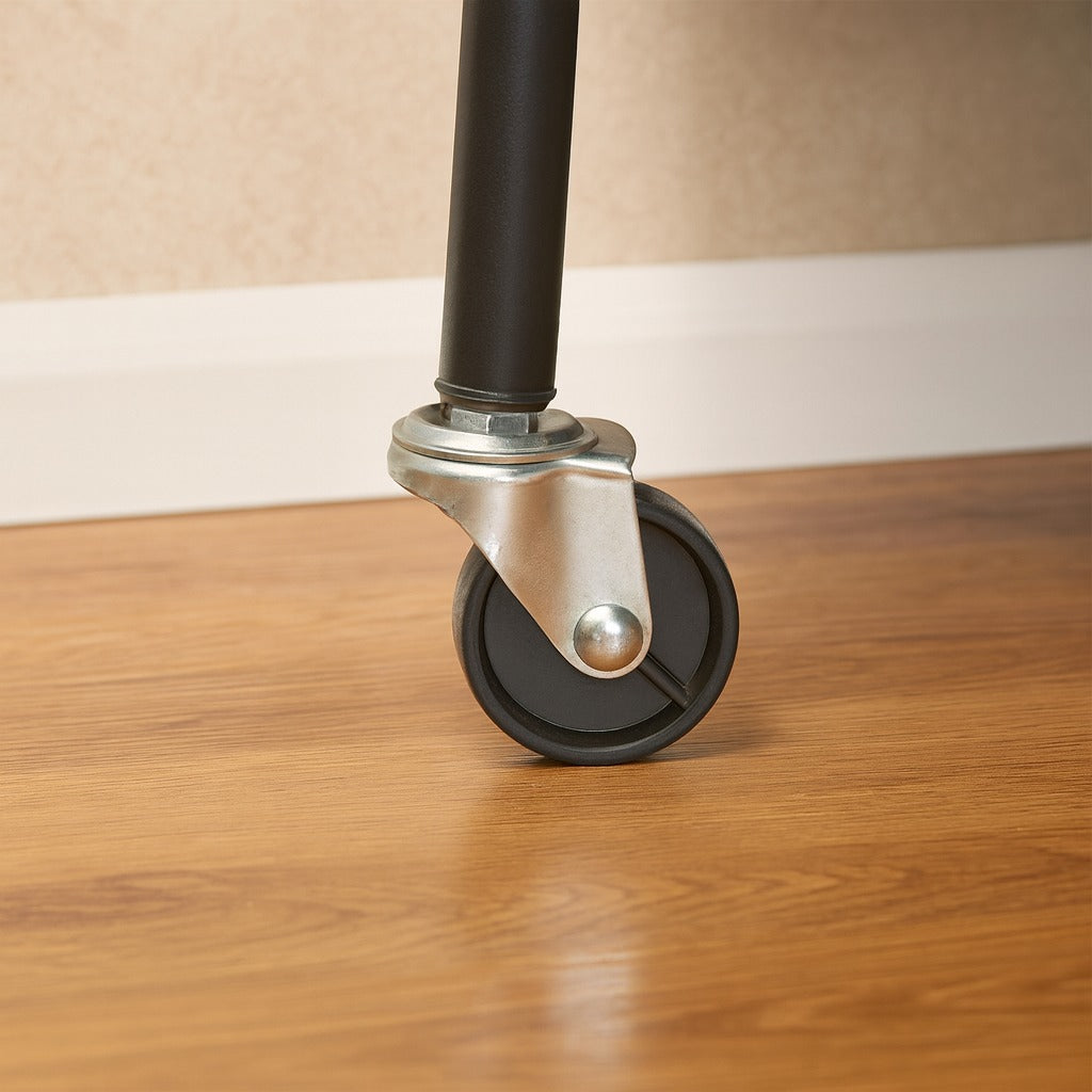Wheel Of 2-Tier Wooden Round Rolling Side Table.
