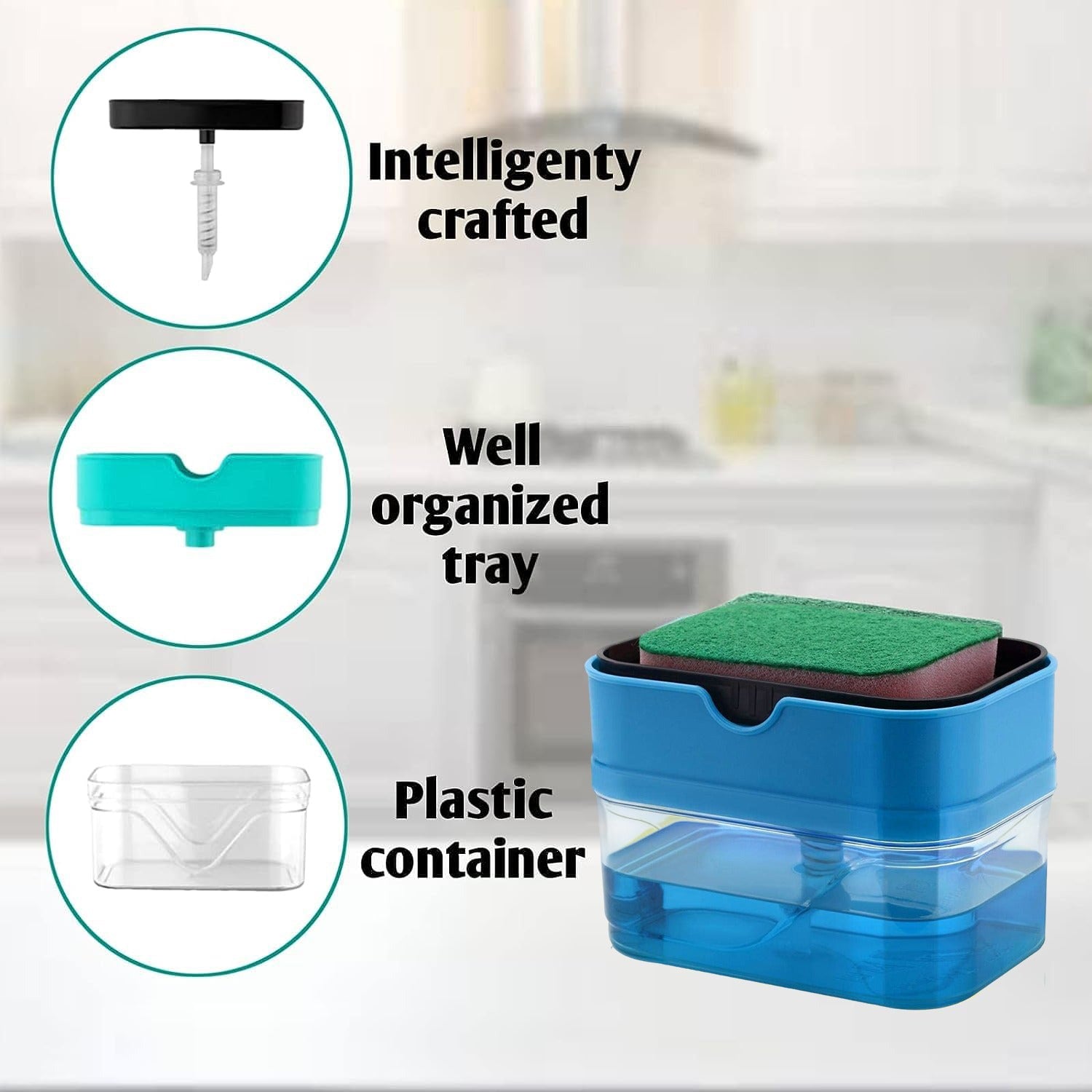 Parts Details Of 2-in-1 Portable Soap Pump Dispenser.