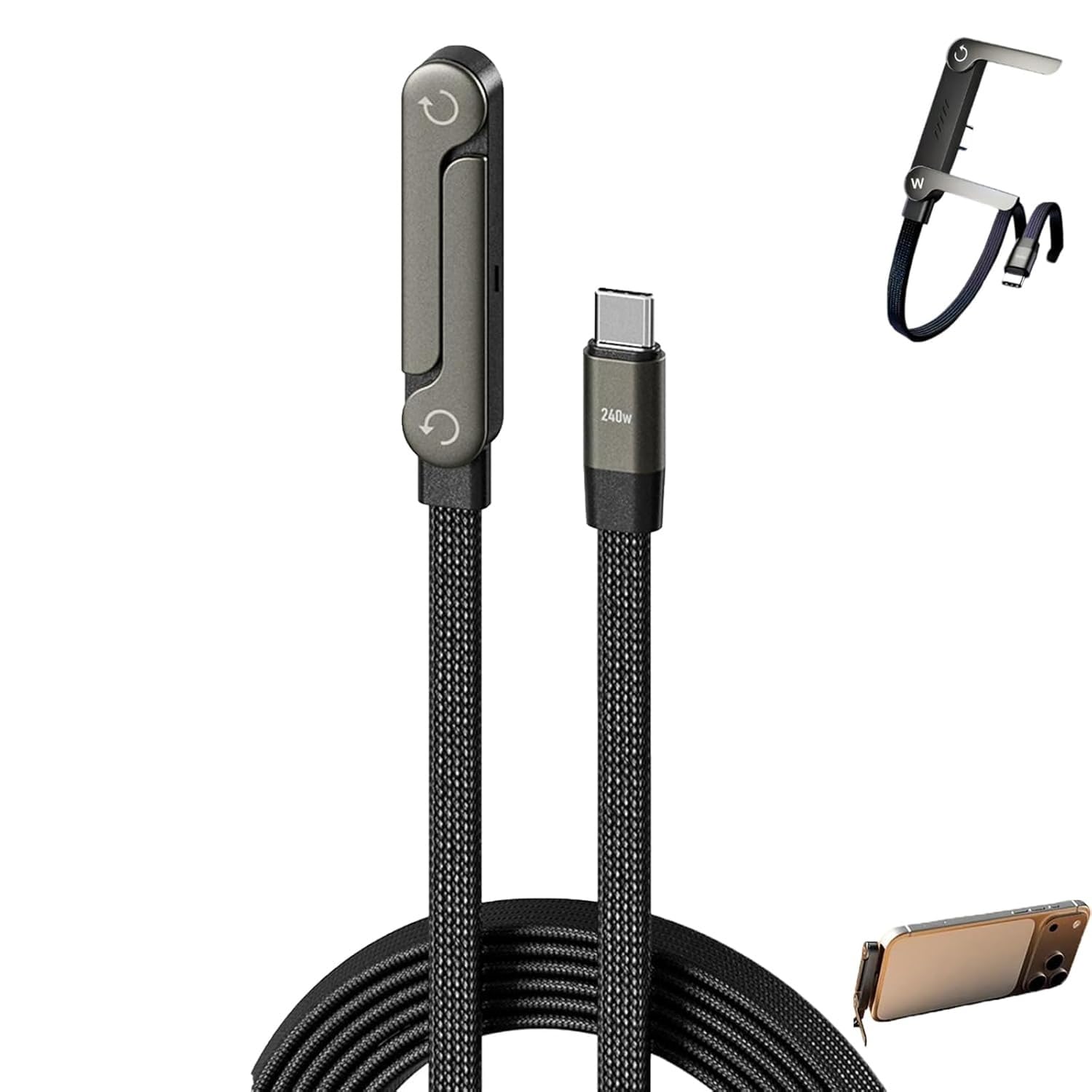 Black 240W Type-C to Type-C Fast Charging Cable 