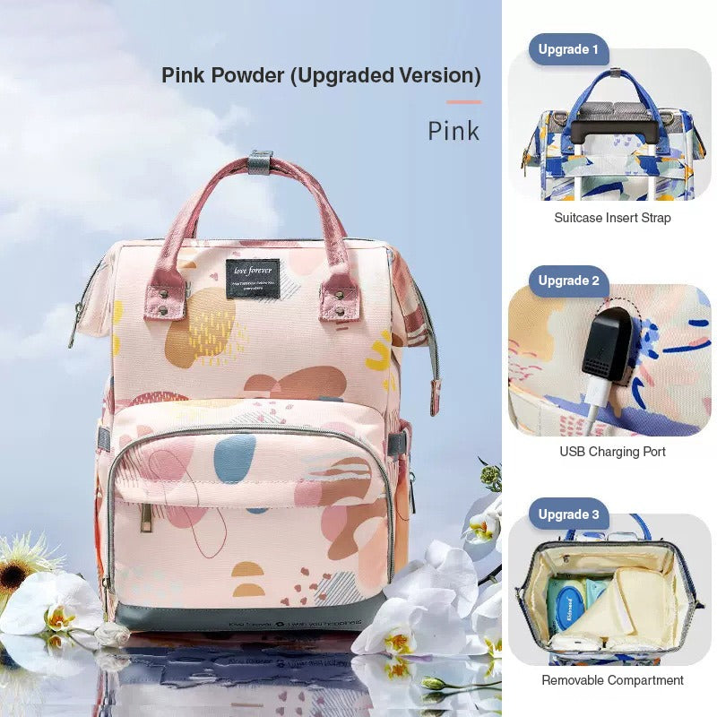 Stylish Waterproof Mummy Backpack - Pink